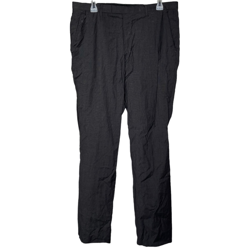 Hugo Boss Virgin Wool micro check trouser pants mens size 42 dark gray